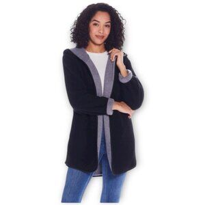 NWT Weatherproof Reversible Sherpa Hooded Jacket Black/Charcoal Size M/L